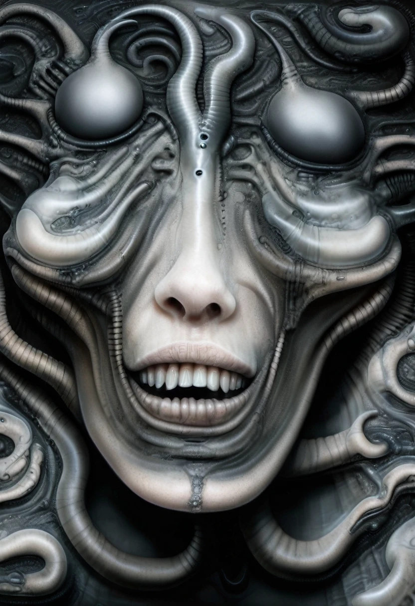 Bio mechanical cyberpunk hr giger hybrid girl