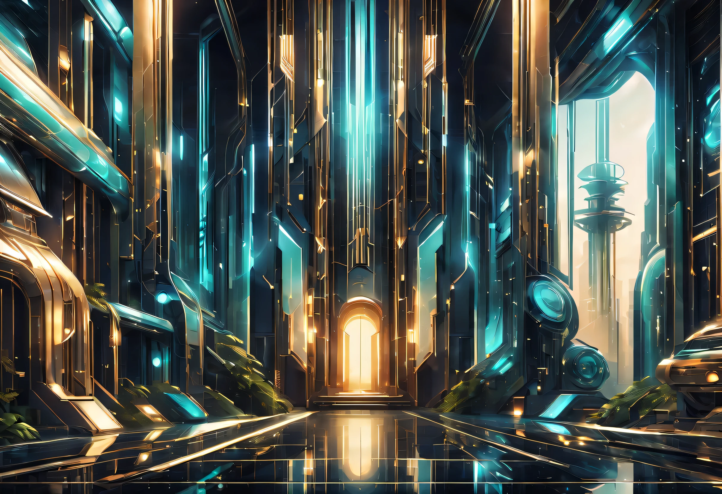 conception art déco,Installations industrielles,rationaliser moderne,Industrial aesthetics,Abstraction,futuriste,Texture de verre et métallique,Light luxury,Use clean lines and geometric shapes,Démontrer la construction et la fonction des composants mécaniques et industriels。
