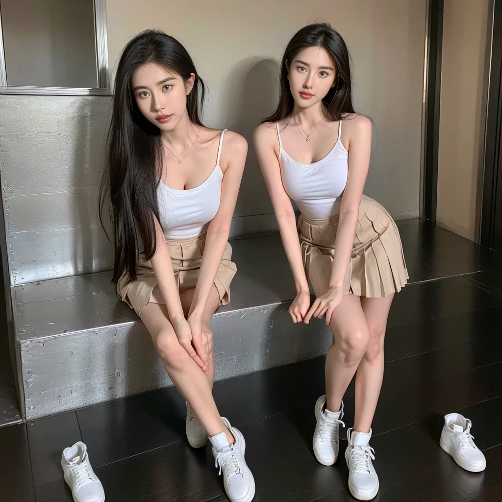 girl 20 old, (Skirt full thigh), (knee-length outfit), (hair curled on both sides), (center shoes shot), ((full-body standing image)), (cover knee), (white t shirt), (Scottish pleated skirt), (bare shoulders), (bare arms), twinsies、The ultra-detailliert, (white t shirt), (cotton spaghetti-strap top), (cotton spaghetti-strap top), (cotton spaghetti-strap top), (cotton spaghetti-strap top), (long skirt), (A hem full flared skirt), (Hem full flared dress), (a girl pretty girl with perfect figure), (a photo of the night sky), (32K,1 20-year-old girl, The light from the rear room is backlit, Ray traching), (full body), (two-parted hair), (very thick hair), (Slender chest), (short upper chest), (pectoral muscles are large), (upper breasts are firm and round), (stand upright), (two shoe ends), (two shoe toes) ,(put on blush), (apply powder), (makeup), (standing), (asian girl princess), (Black non-reflective fabric for making skirt), (dark skirt), (thick thighs), (large calves), (large knees), (one-piece skirt), (seamless skirt), (long shins) , (big shins), (A hem full flared skirt), (Hem full flared dress), (A hem full flared skirt), (thighs meets knee), (black skirt), (black skirt), (black skirt), (black skirt), (knee gap), (knee gap), (knee gap), (Expose cleavage :1.3), (Scottish pleated midi skirt) (Super fine face and eyes), (Highly detailed face and skin texture, Detailed eyes, Double eyelid), (stading shot), (stading shot), , (Scottish pleated midi skirt), (Scottish pleated midi skirt), (knee-length outfit), (knee-length outfit), (knee-length outfit), (knee-length outfit), (Skirt full thigh), (Skirt full thigh), , (white sneakers), (a pair of white leather boots, highly detailed boots)
