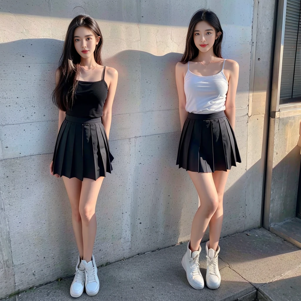 girl 20 old, (Skirt full thigh), (knee-length outfit), (hair curled on both sides), (center shoes shot), ((full-body standing image)), (cover knee), (white t shirt), (Scottish pleated skirt), (bare shoulders), (bare arms), twinsies、The ultra-detailliert, (white t shirt), (cotton spaghetti-strap top), (cotton spaghetti-strap top), (cotton spaghetti-strap top), (cotton spaghetti-strap top), (long skirt), (A hem full flared skirt), (Hem full flared dress), (a girl pretty girl with perfect figure), (a photo of the night sky), (32K,1 20-year-old girl, The light from the rear room is backlit, Ray traching), (full body), (two-parted hair), (very thick hair), (Slender chest), (short upper chest), (pectoral muscles are large), (upper breasts are firm and round), (stand upright), (two shoe ends), (two shoe toes) ,(put on blush), (apply powder), (makeup), (standing), (asian girl princess), (Black non-reflective fabric for making skirt), (dark skirt), (thick thighs), (large calves), (large knees), (one-piece skirt), (seamless skirt), (long shins) , (big shins), (A hem full flared skirt), (Hem full flared dress), (A hem full flared skirt), (thighs meets knee), (black skirt), (black skirt), (black skirt), (black skirt), (knee gap), (knee gap), (knee gap), (Expose cleavage :1.3), (Scottish pleated midi skirt) (Super fine face and eyes), (Highly detailed face and skin texture, Detailed eyes, Double eyelid), (stading shot), (stading shot), , (Scottish pleated midi skirt), (Scottish pleated midi skirt), (knee-length outfit), (knee-length outfit), (knee-length outfit), (knee-length outfit), (Skirt full thigh), (Skirt full thigh), , (white sneakers), (a pair of white leather boots, highly detailed boots)
