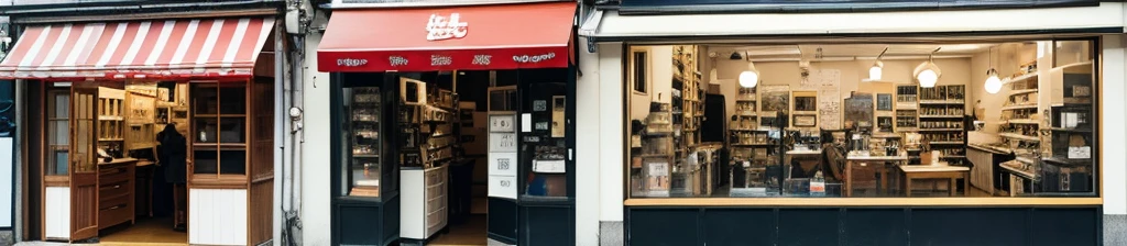 ・Small camera shop ・Back office work ・Japanese women and men ・Photographing cameras and lenses ・Product packaging
