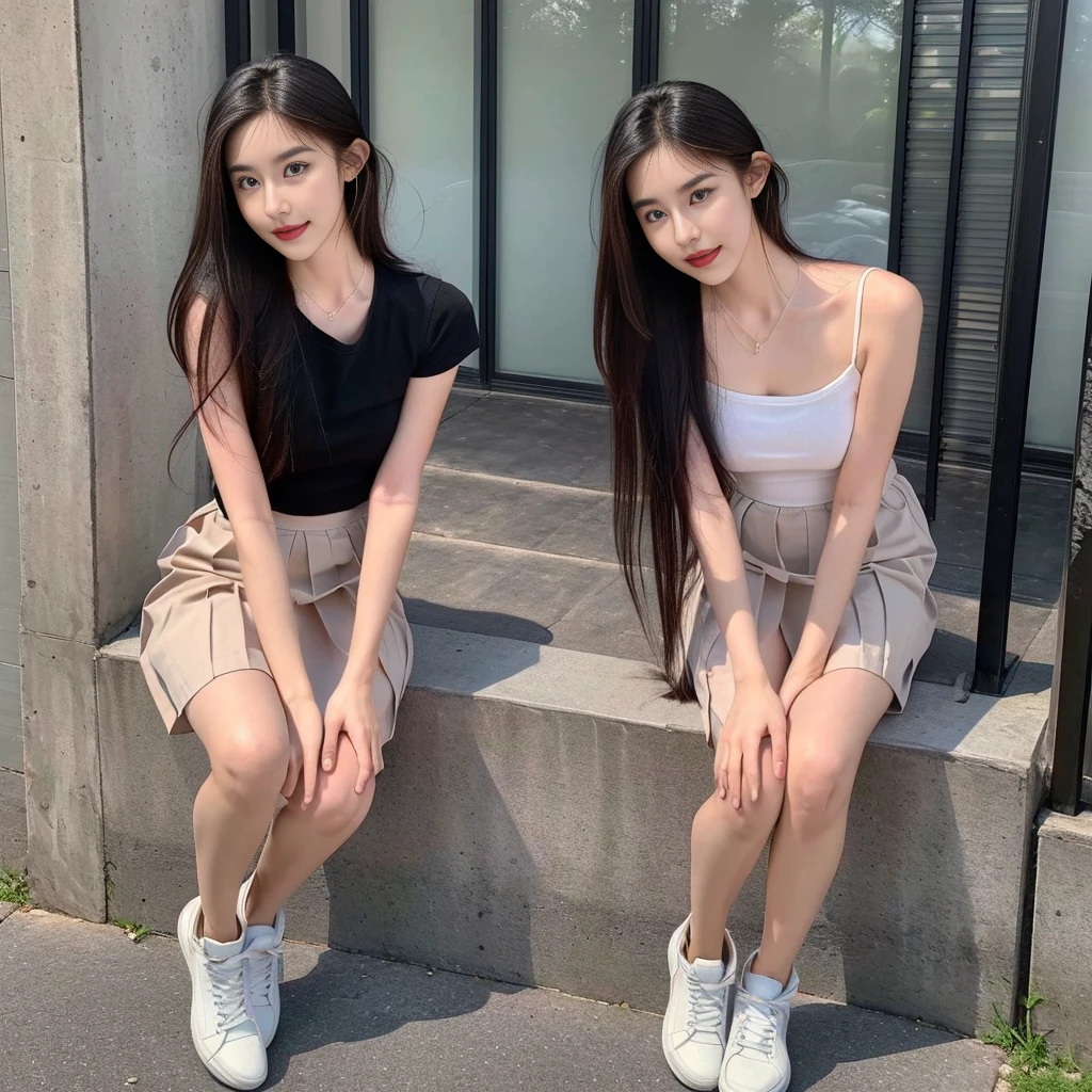 girl 20 old, (Skirt full thigh), (knee-length outfit), (hair curled on both sides), (center shoes shot), ((full-body standing image)), (cover knee), (white t shirt), (Scottish pleated skirt), (bare shoulders), (bare arms), twinsies、The ultra-detailliert, (white t shirt), (cotton spaghetti-strap top), (cotton spaghetti-strap top), (cotton spaghetti-strap top), (cotton spaghetti-strap top), (long skirt), (A hem full flared skirt), (Hem full flared dress), (a girl pretty girl with perfect figure), (a photo of the night sky), (32K,1 20-year-old girl, The light from the rear room is backlit, Ray traching), (full body), (two-parted hair), (very thick hair), (Slender chest), (short upper chest), (pectoral muscles are large), (upper breasts are firm and round), (stand upright), (two shoe ends), (two shoe toes) ,(put on blush), (apply powder), (makeup), (standing), (asian girl princess), (Black non-reflective fabric for making skirt), (dark skirt), (thick thighs), (large calves), (large knees), (one-piece skirt), (seamless skirt), (long shins) , (big shins), (A hem full flared skirt), (Hem full flared dress), (A hem full flared skirt), (thighs meets knee), (black skirt), (black skirt), (black skirt), (black skirt), (knee gap), (knee gap), (knee gap), (Expose cleavage :1.3), (Scottish pleated midi skirt) (Super fine face and eyes), (Highly detailed face and skin texture, Detailed eyes, Double eyelid), (stading shot), (stading shot), , (Scottish pleated midi skirt), (Scottish pleated midi skirt), (knee-length outfit), (knee-length outfit), (knee-length outfit), (knee-length outfit), (Skirt full thigh), (Skirt full thigh), , (white sneakers), (a pair of white leather boots, highly detailed boots)
