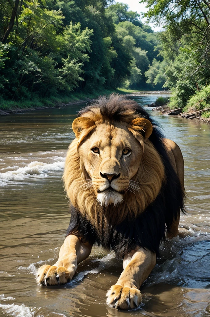 
lion came into the river
