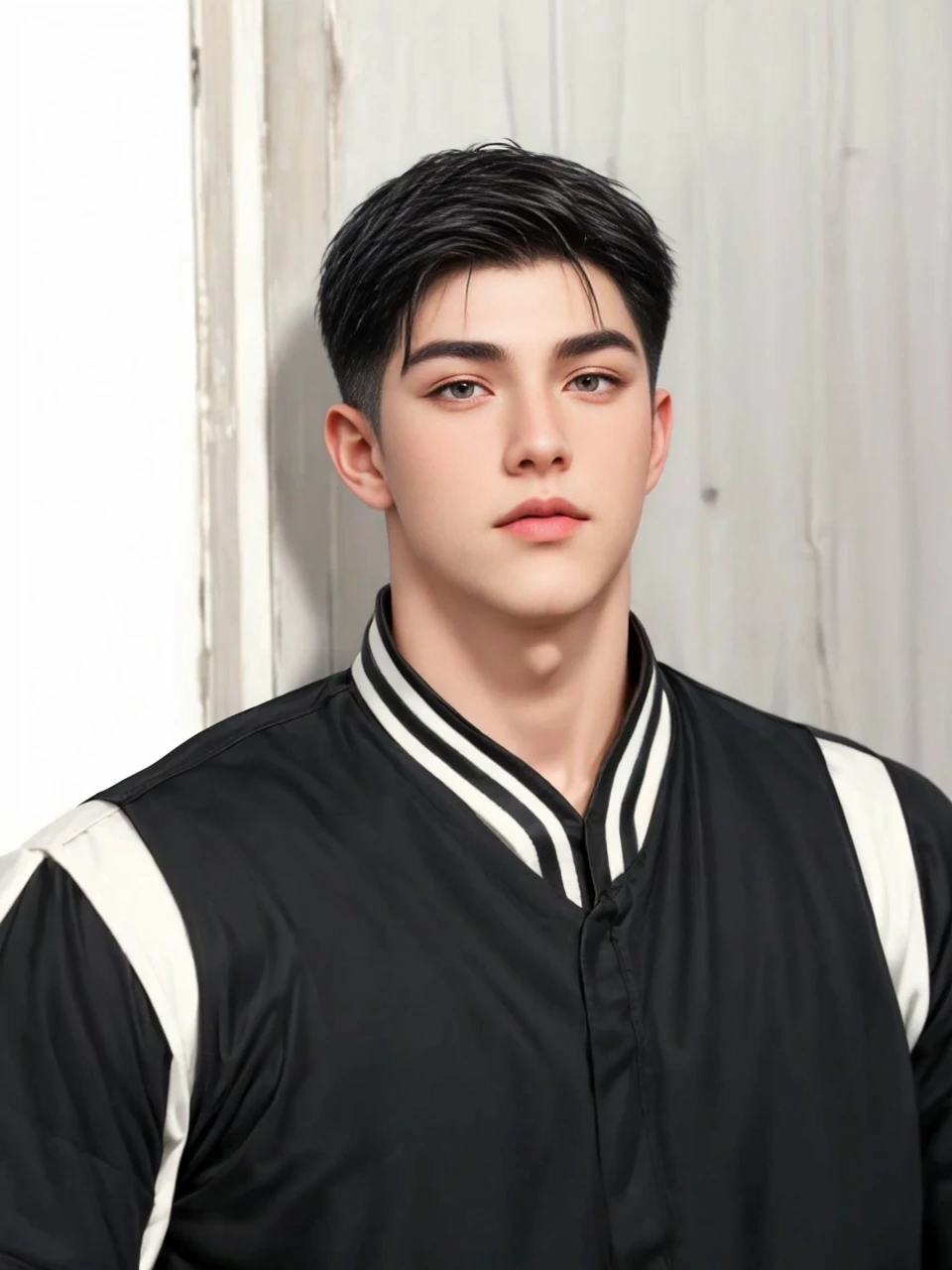 masterpiece, 1boy, adults, handsome, black hair, undercut hair, perfect face, detailed eyes and face, black eyes, clean shaved, muscular, capturing a rural atmosphere, dynamic lighting, unreal engine 5,