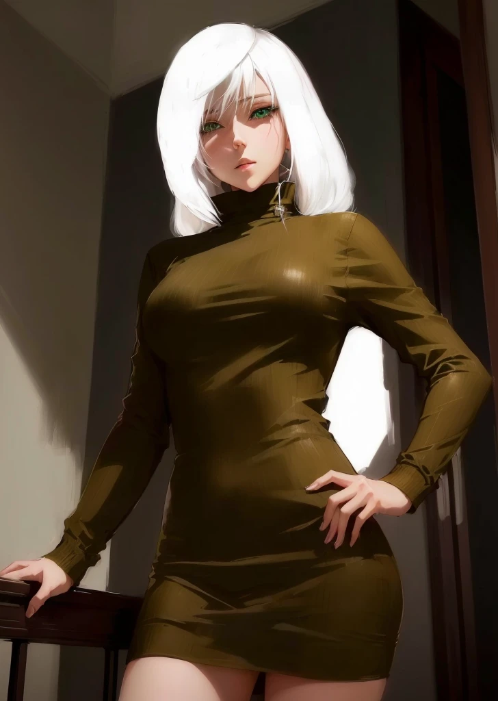 anime girl with white hair and Green eyes wearing a choke, anime realism style, beautiful anime portrait, portrait anime girl, detailed portrait of anime girl, semirealistic anime style, s anime art style, girl with black hair, fubuki, anime style portrait, realistic anime artstyle, portrait of an anime girl, beautiful anime art style, realistic anime art style, Mikasa white hair