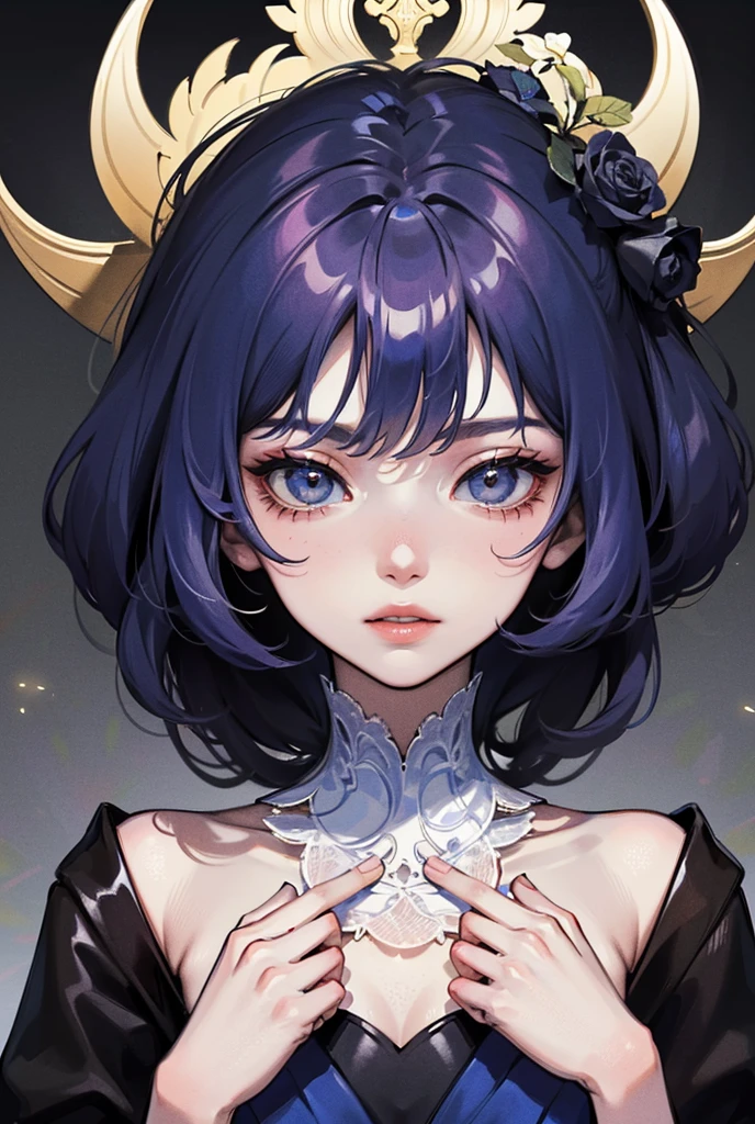 ((Finest quality)),(超A high resolution),(ultra-detailliert),(Meticulous portrayal),((best pictures)),(Finest works of art),Ultra-Precision Art,The art of astounding depiction,  (One Demon Woman:1.5),Two horns extending from the forehead,makeup,