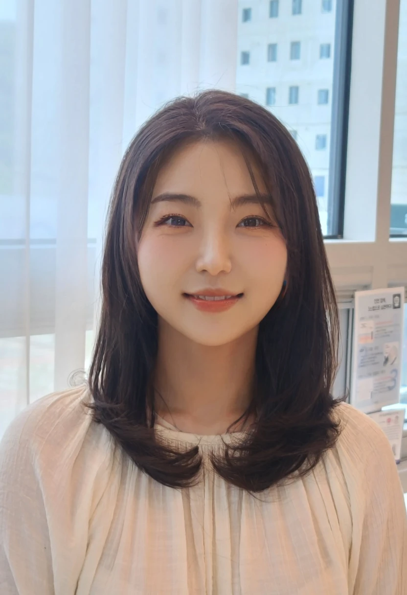 Best Quality, 8k, Masterpiece, (Portrait: 1.3), (photo realistic:1.4), (hyper realistic:1.4), Sharp Focus, looking at viewer, (smoother lighting:1.1), (increase cinematic lighting quality:0.9), realistic lighting, backlighting, light on face, ray trace, (brightening light:1.2), (Increase quality:1.4), sharp detail, (best quality real texture skin:1.4), finely detailed eyes, black_eyes, finely detailed face, 25 year old Korean woman