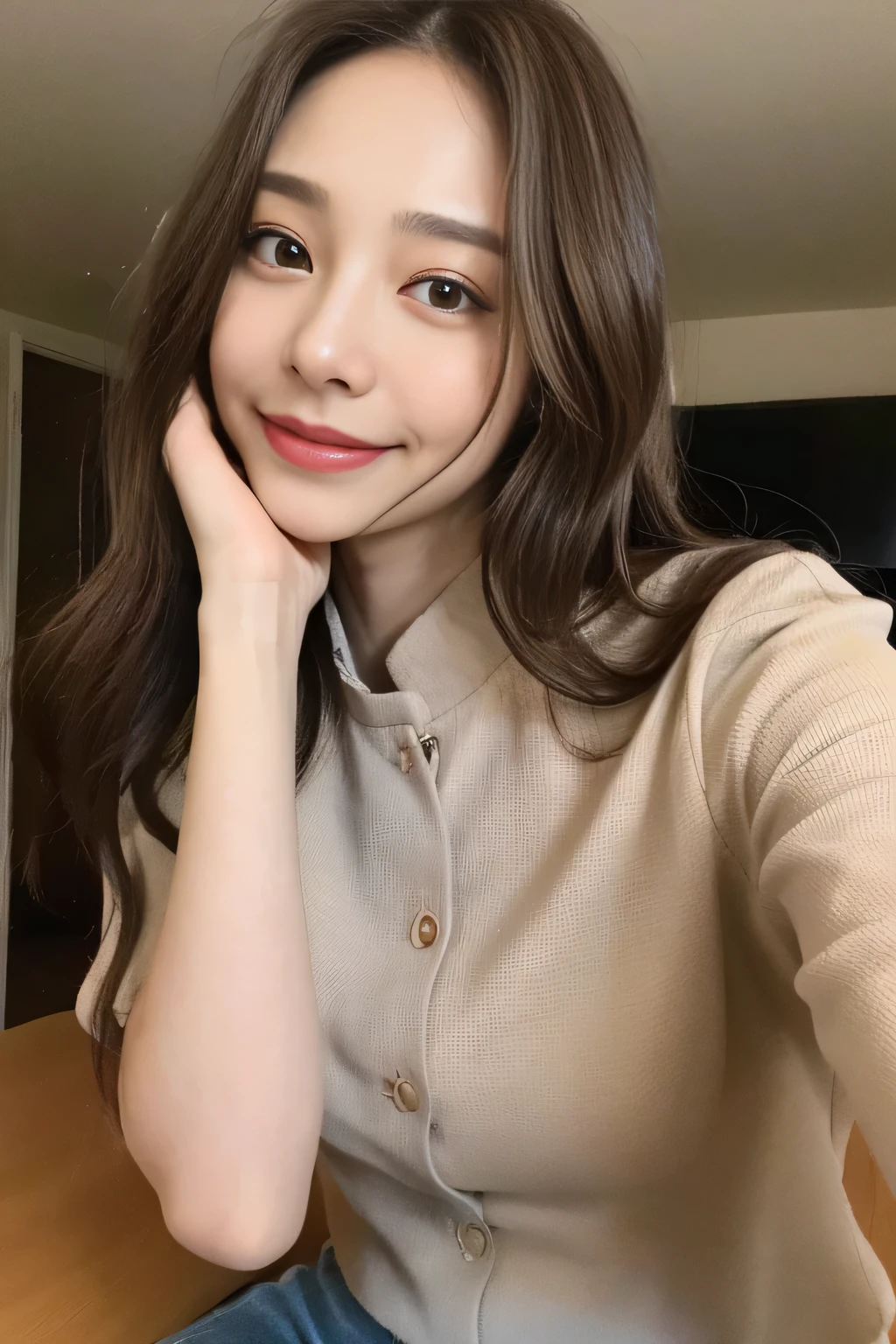 seed:2020674263.((Full body angle:1.1)).((highest quality, 8K, masterpiece:1.3)), ((from below:1.1)).concentrated:1.2, Perfect body beauty:1.4, Hips:1.2, ((Delicate Hair)), (Colorful button-through crop shirt :1.1) , ((highest quality、8K、masterpiece:1.3))、1 Girl、A sloppy smile、Esbian all over、Slim face、Big Boobs、Beautiful woman、(Dark Brown Hair)、Long Hair、1.1、Flickering Valley、Detailed eyes、double eyelid、Blurred Background、超Slim face、Smile、Looking down、stroll、