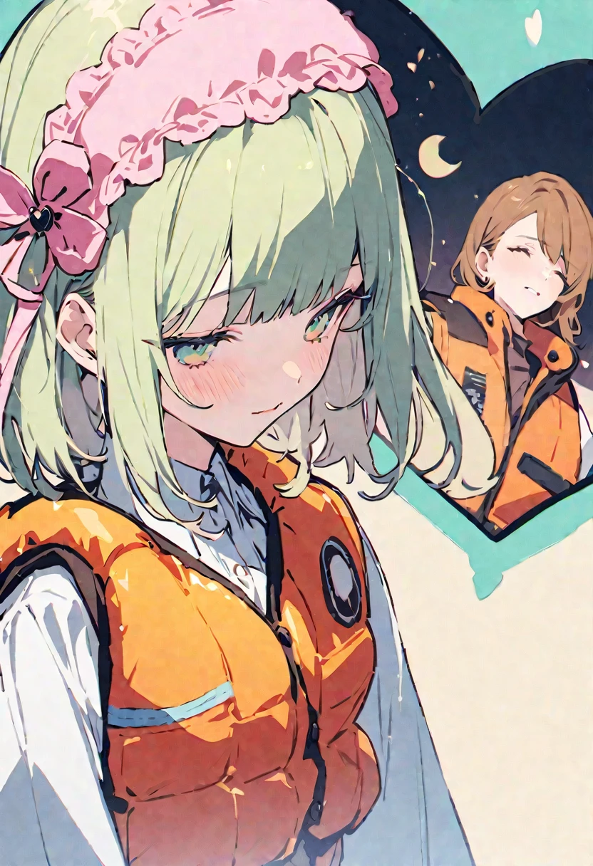 masterpiece, highest quality, Illustration of the novel, High resolution, 18+ Adult content, Sensual, Intimate, Emotional, Passionate, romantic, sweet, Adorable, Innocent, Pure, Charmな, Charmな, Charm, Mysterious, Charmな, Charmな, Immersive, Charmな, dream-like, Surreal, Imaginative, Whimsical, artistic, Avant-garde, timeless, elegant, Sophisticated, chic, Sophisticated, personality, original, Charmな,((life vest,inflatable vest:1.3))、((Upper Body:1.3))