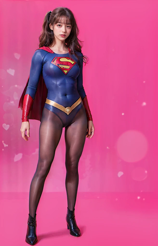 No background、(((Beautiful legs in black tights.)))、(((Legally express the beauty of your smile)))、((((Make the most of your original images)))、(((体にぴったりフィットするSupergirl Costume)))、(((Supergirl Costume)))、(((Beautiful twin tail hairstyle)))、(((She is winking cutely.)))、(((Please wear black tights....、Wear red boots)))、((Best image quality、8k))、((highest quality、8k、masterpiece:1.3))、(((Preserve background )))、Sharp focus:1.2、Beautiful woman with perfect figure:1.4、Slim Abs:1.2、Wet body:1.5、Highly detailed face and skin texture、8k