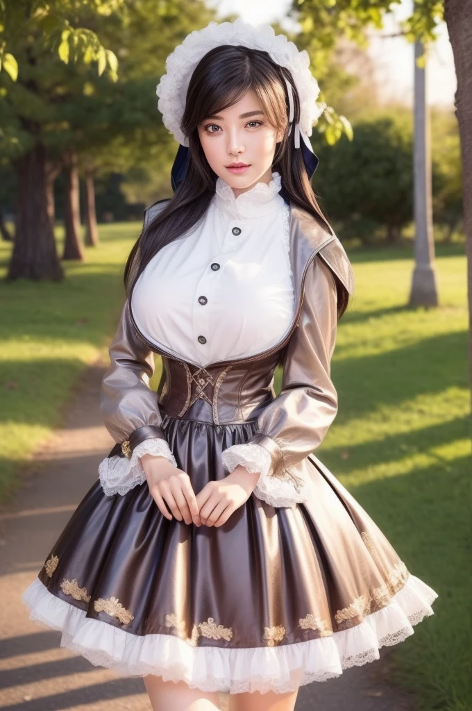 (Hyper-realistic) , (illustratio), (Increase the resolution),(8K), (Most Best Illustration),(extremely detaile), (Beautiful and delicate eyes),(The face is super detailed), (Detailed face), solo,1个Giant Breast Girl, looking at viewert, in the darkness nigth, deep shading, ssmile,cabelos preto e longos,(((Russian women's uniform:1.8)))