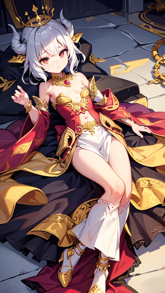 NSFW,Fate,Beast Nero,B1, Girl,Small breasts,A happy smile,Red Dress,Luxury Room,Canopy bed,Lying down,(Perfect hands),(Perfect Anatomy),(masterpiece),(highest quality)