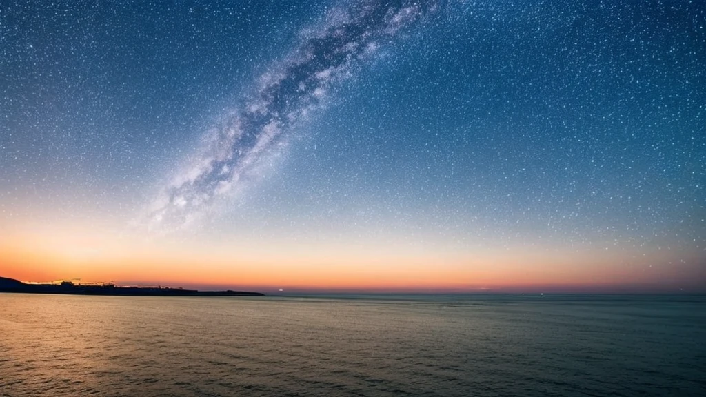 Nightfall,The boundary between the sky and the sea gradually blurs。Look up,The deep night sky is like a huge velvet cloth,It is inlaid with countless sparkling gems.。The stars are bright or dim,Some flash alone,Some in groups,They weave a mysterious pattern in the night sky。 The sea surface under the starlight,With a light silver sheen,Sparkling,It's like countless elves jumping on the sea。The waves gently hit the beach,Makes a soft rustling sound,Intertwined with the occasional cry of seagulls in the distance,A peaceful nocturne。 On nights like this,You can feel the vastness of the universe and the depth of the ocean。The combination of starry sky and sea,More than just a beautiful picture,It is also a baptism of the soul。It makes you feel insignificant.,At the same time, it makes people curious and yearning for the unknown world。 In this picture of the starry sky and sea,You can imagine yourself as a boat.,Sailing on this mysterious sea,Explore the stories behind every twinkling star。You can also imagine yourself as a star,Hanging quietly in the night sky,Overlooking the ocean below,Guarding this peaceful land。