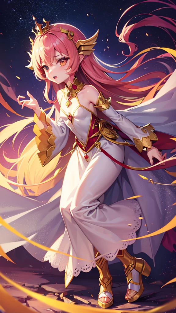 Dragon Girl Small Graceful Clothes Fantasy Queen, little, Full Height Fantasy, elegant, Harsh, cold, dragon, Full length, lace, , lolieen, rich, a lot of jewelry, Crown, Gold, Dynamic, excellent quality Dynamic posture