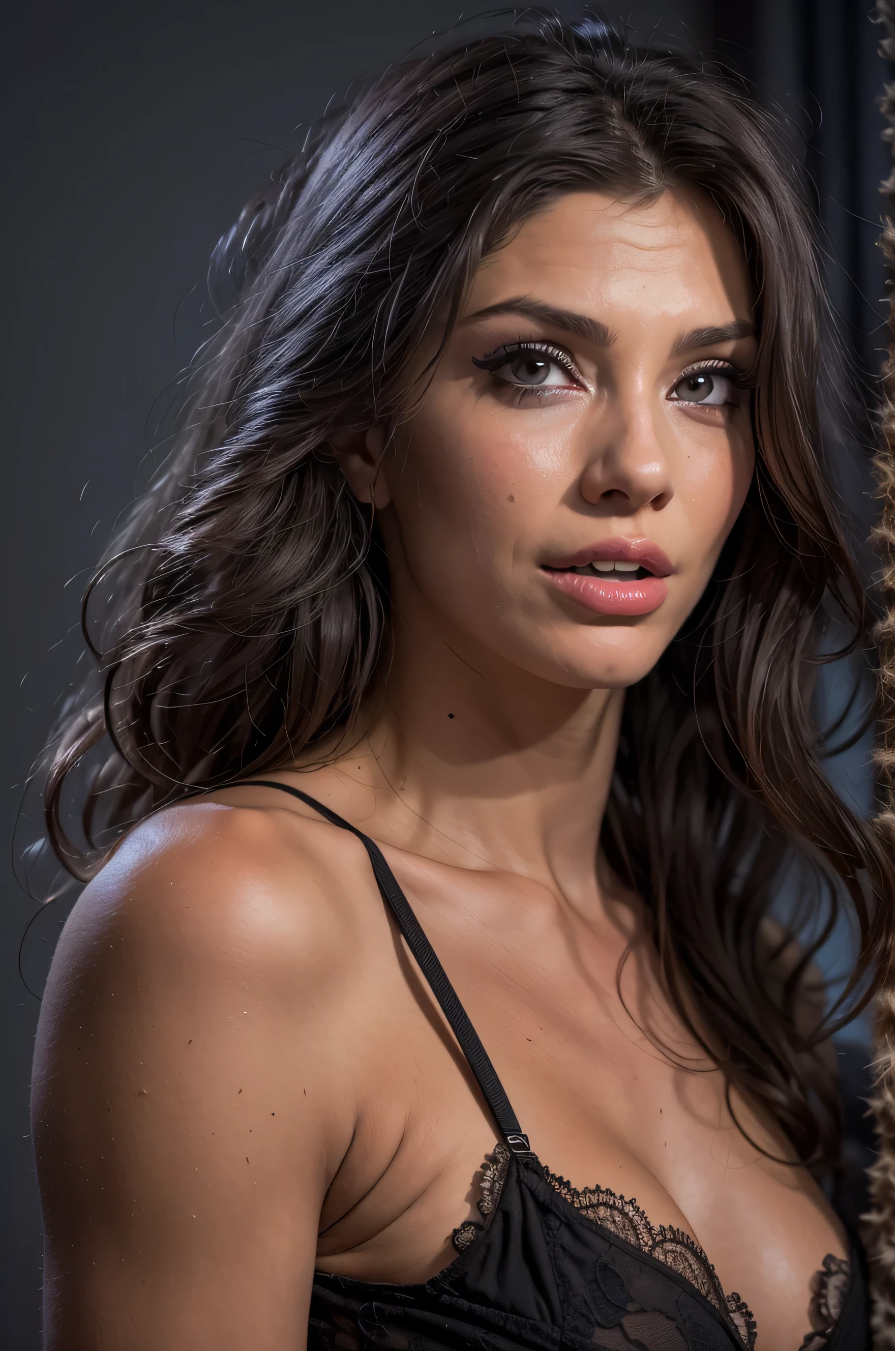 (8k, 4k, best quality, highres, ultra high res:1.1), (masterpiece, realistic, photo-realistic:1.1), arafed transgender woman doing a sexy pose, Face closeup, pleading expression, she is posing for you in sexy outfit, she has beautiful makeup, cat eye makeup, realistic skin texture