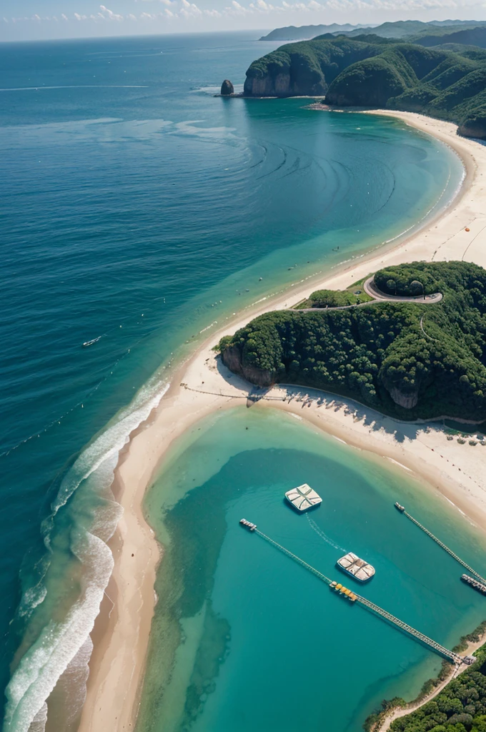 giant swimming trunks floating on the sea