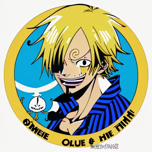 Thrift store,(Sanji from the anime One Piece,) ) logo, vector, line art, design, inspired, straight, symmetry