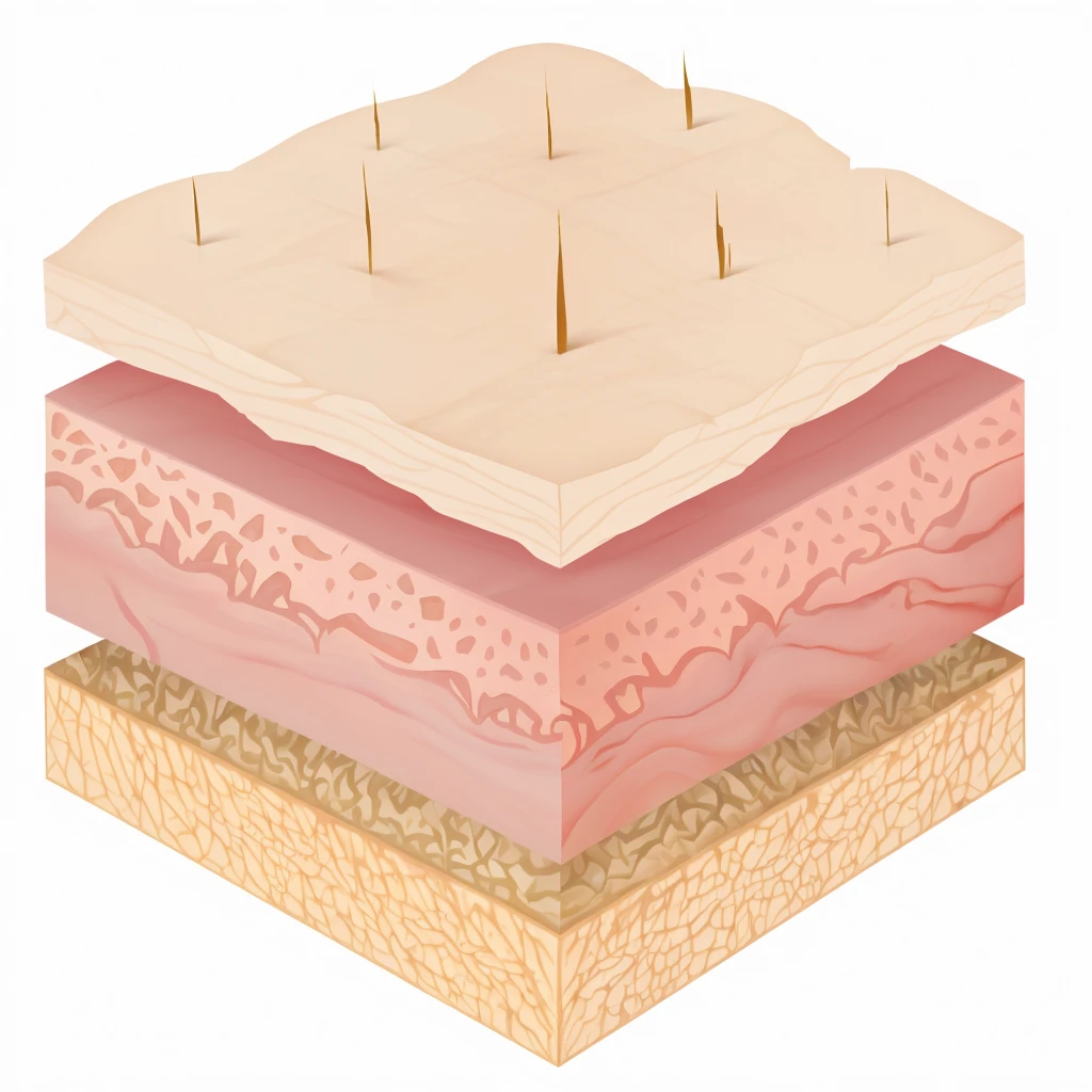 generate an image of the layers of the skin, epidermis, dermis and hypodermis