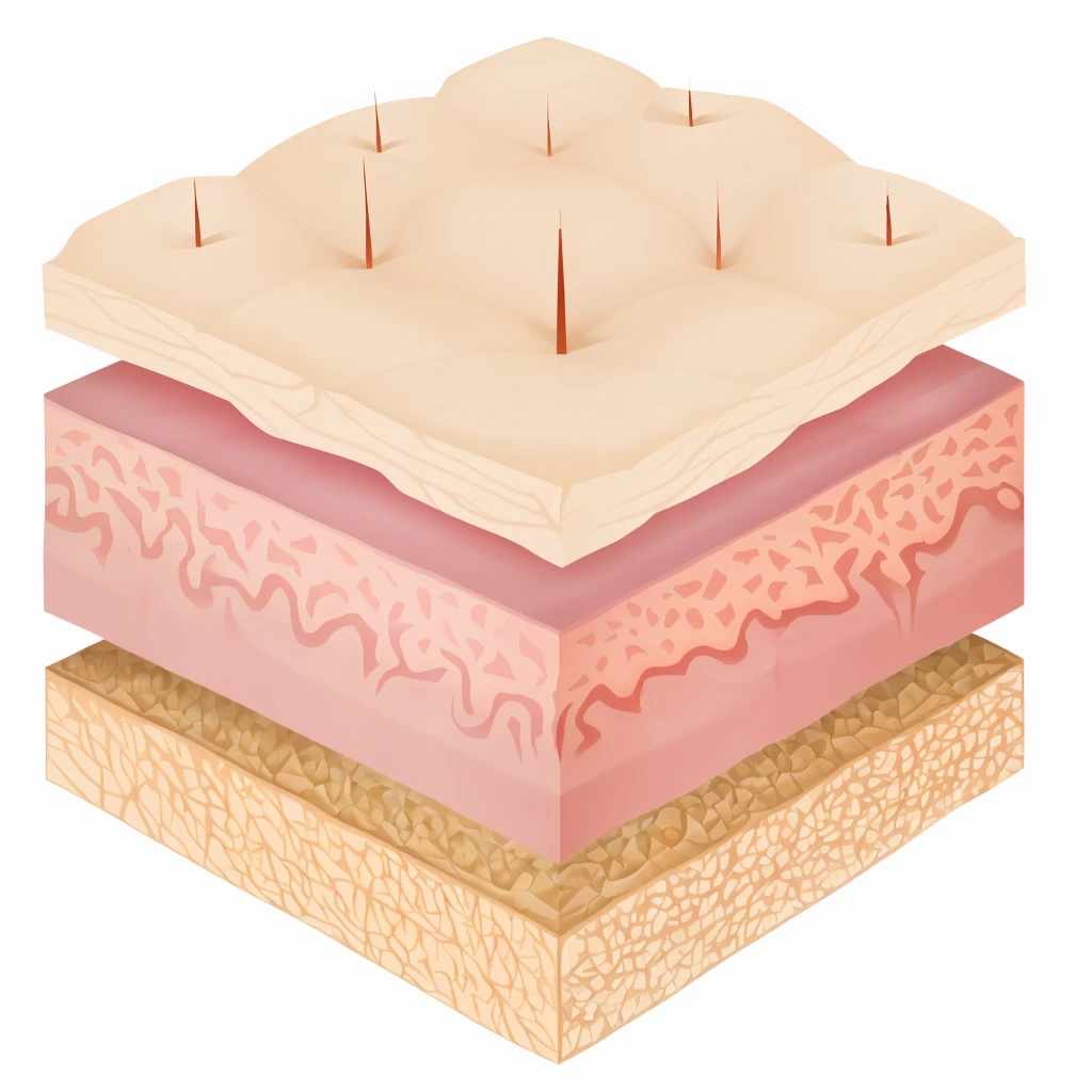 generate an image of the layers of the skin, epidermis, dermis and hypodermis