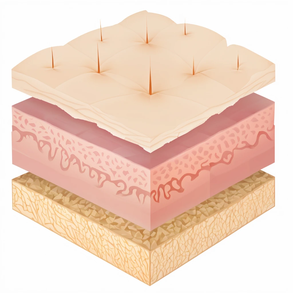 generate an image of the layers of the skin, epidermis, dermis and hypodermis