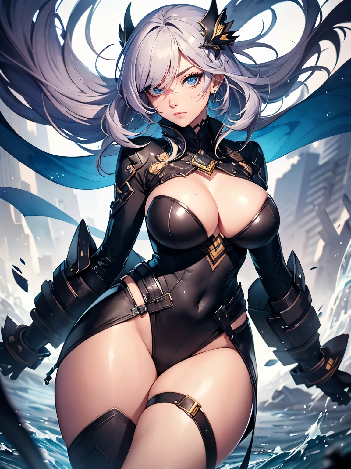 Comics style, Beautiful, Various full-body attack poses and immersive effects, Hover effect, Brightly colored graphite style background "HDR Ultra" detailed and with focus effect, (masutepiece: 1.2, Best Quality), (finely detailed beautiful eye: 1.2), ((Beautuful Women)), (finely detailed eyes and detailed face:1.3), (beautiful and clear background:1.2), (extremely details CG, Ultra-detailed, Best Shadow:1.1),((Depth of field and blur)), ((watercolor paiting)), beautiful conceptual illustration , (White background:0.5), (Very thin and beautiful: 1.1), (perfect detail: 1.1) Doodle style background, digitial illustration, Perfect Anatomy, Center, Dynamic, Highly detailed, Watercolor painting, art stations, concept-art, Heterochromia, Sharp Focus, Art by Kim Hyun-tae, Full body shot, character sheets, Lightning Wave, beautiful anime watercolors, graffiti paint, Fine detail, full of colour, intricate detailes, Proportions illustration,rubbersuit, huge tit,fist