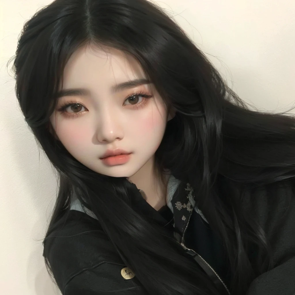 a close up of a woman with long hair wearing a jacket, jinyoung shin, jaeyeon nam, korean girl, ulzzang, young adorable korean face, heonhwa choe, cruel korean goth girl, gorgeous young korean woman, wan adorable korean face, lee ji - eun, lee ji-eun, beautiful young korean woman, beautiful south korean woman