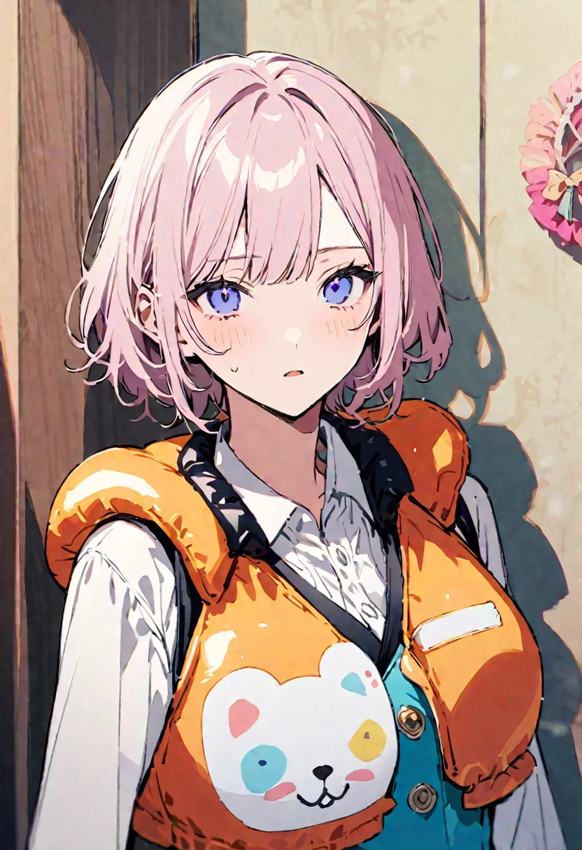 masterpiece, highest quality, Illustration of the novel, High resolution, 18+ Adult content, Sensual, Intimate, Emotional, Passionate, romantic, sweet, Adorable, Innocent, Pure, Charmな, Charmな, Charm, Mysterious, Charmな, Charmな, Immersive, Charmな, dream-like, Surreal, Imaginative, Whimsical, artistic, Avant-garde, timeless, elegant, Sophisticated, chic, Sophisticated, personality, original, Charmな,((life vest,inflatable vest:1.3))、((Upper Body:1.3))