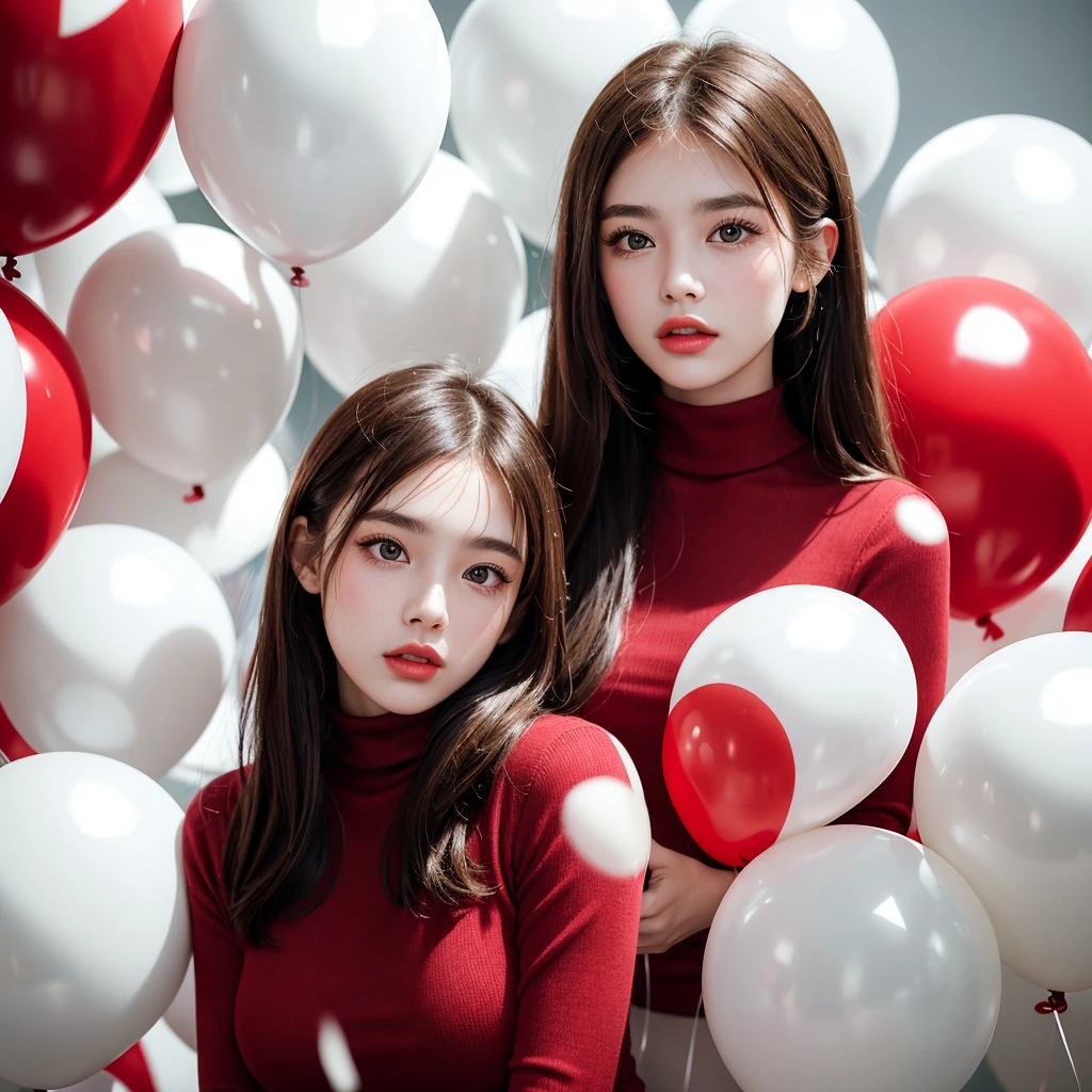 masterpiece, best quality, highly detailed background, perfect lightingbest quality,fashion portrait photo of beautiful young woman from the 60s wearing a red turtleneck standing in the middle of a ton of white balloons, taken on a hasselblad medium format camera
Feet