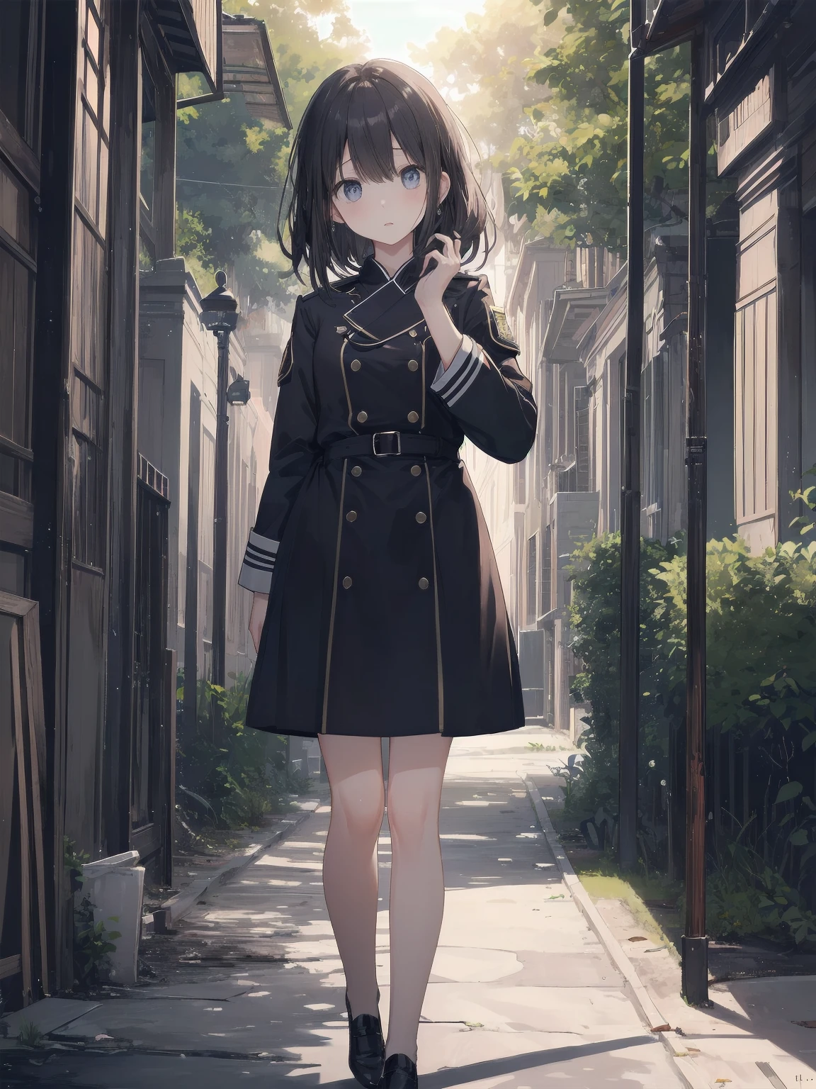 Masterpiece、high quality、high resolution、One girl、solo、uniform, Surprised expression, Standing in the park, At night,Half-body photo, Super detailed, Ultra HD、cute、A shy and shy pose、Capture your subjects at their best with photogravure settings