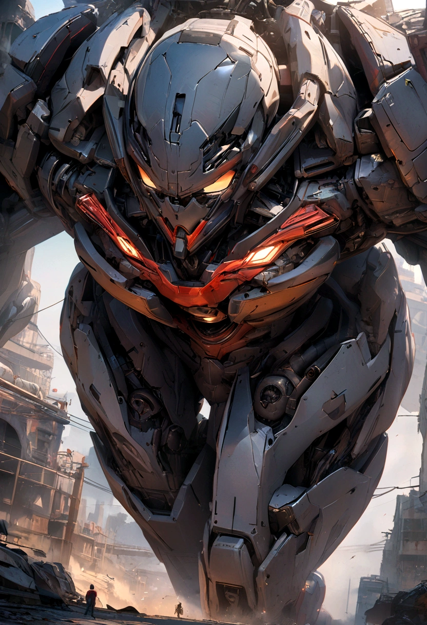 ((masterpiece)), ((best quality)), 8k, high detailed, ultra-detailed, mechanical spiderman head, big mecha robot