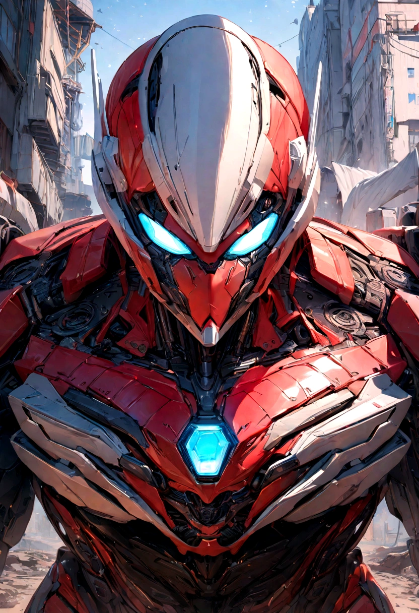 ((masterpiece)), ((best quality)), 8k, high detailed, ultra-detailed, mechanical spiderman head, big mecha robot
