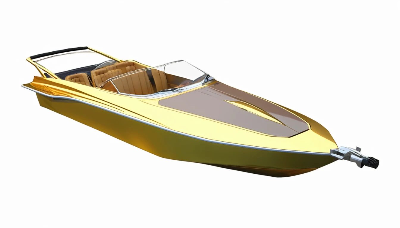 Create an image of a gold single-seater motorboat。This is suitable for YouTube channel icons and thumbnails。4K.Super Real