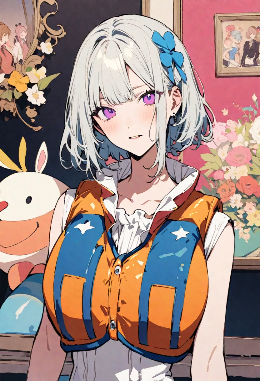 masterpiece, highest quality, Illustration of the novel, High resolution, 18+ Adult content, Sensual, Intimate, Emotional, Passionate, romantic, sweet, Adorable, Innocent, Pure, Charmな, Charmな, Charm, Mysterious, Charmな, Charmな, Immersive, Charmな, dream-like, Surreal, Imaginative, Whimsical, artistic, Avant-garde, timeless, elegant, Sophisticated, chic, Sophisticated, personality, original, Charmな,((life vest,inflatable vest:1.3))、((Upper Body:1.3))