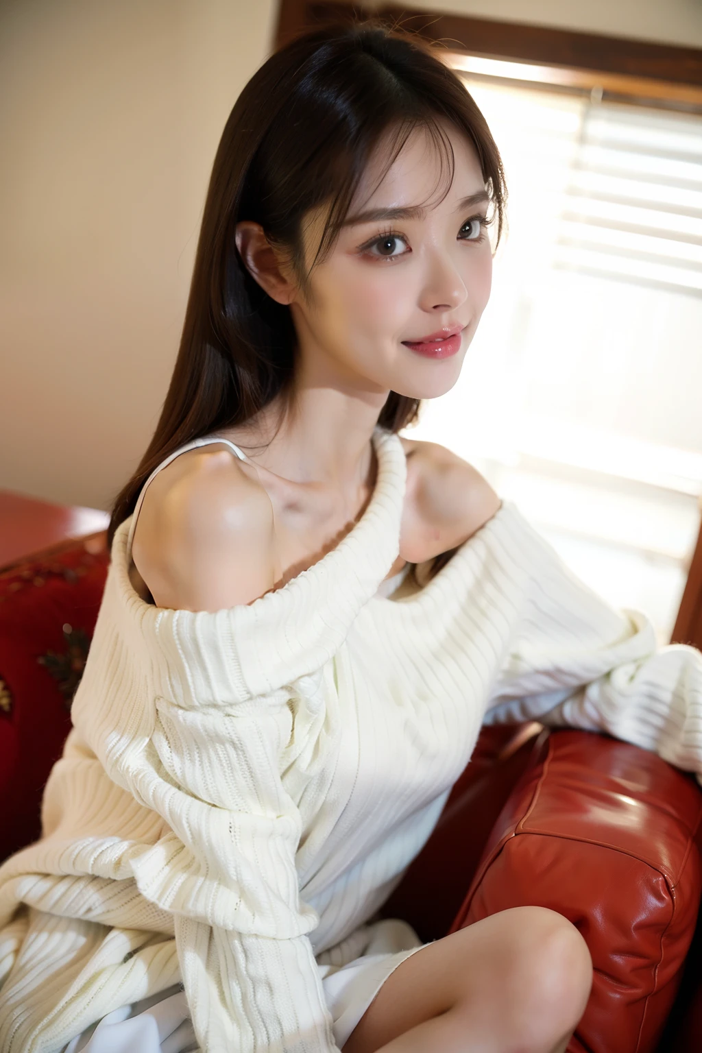 ((best quality)), ((Masterpiece)), (details), 1 girl, open shoulder sweater,