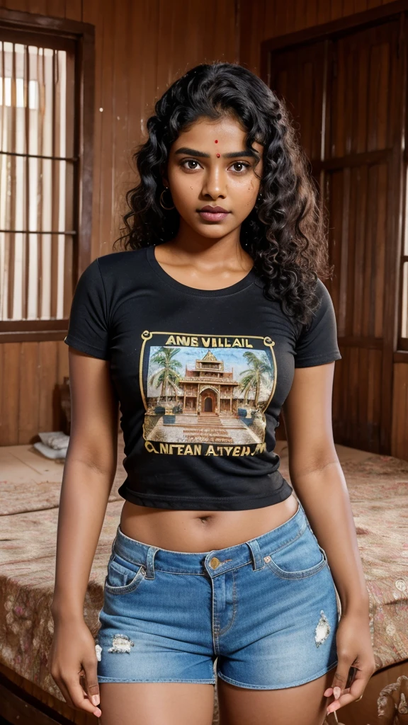 18 age old Tamil Nadu Village girl. A girl doing dirty talks with step brother.
Wearing skinny t shirt and shorts..
Oily skin, curly hair, clear face, angry face reaction, big lips, lipstick.
Background Tamilnadu Village house bedroom.
8k UHD best quality, hyper elastic.