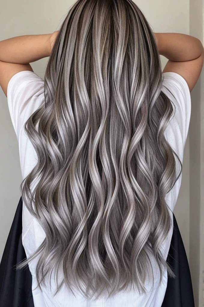 Silver colour highlights in hair