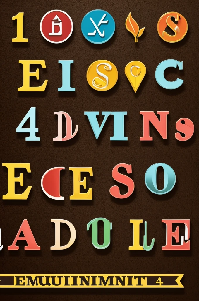 Generate a logo with an animated , dos libros, vocales a, e, i, o, 4 and that says INITIAL EDUCATION IN A COMMUNITY FAMILY.