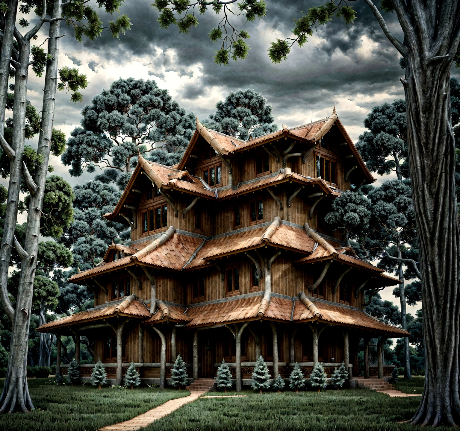 a house with trees