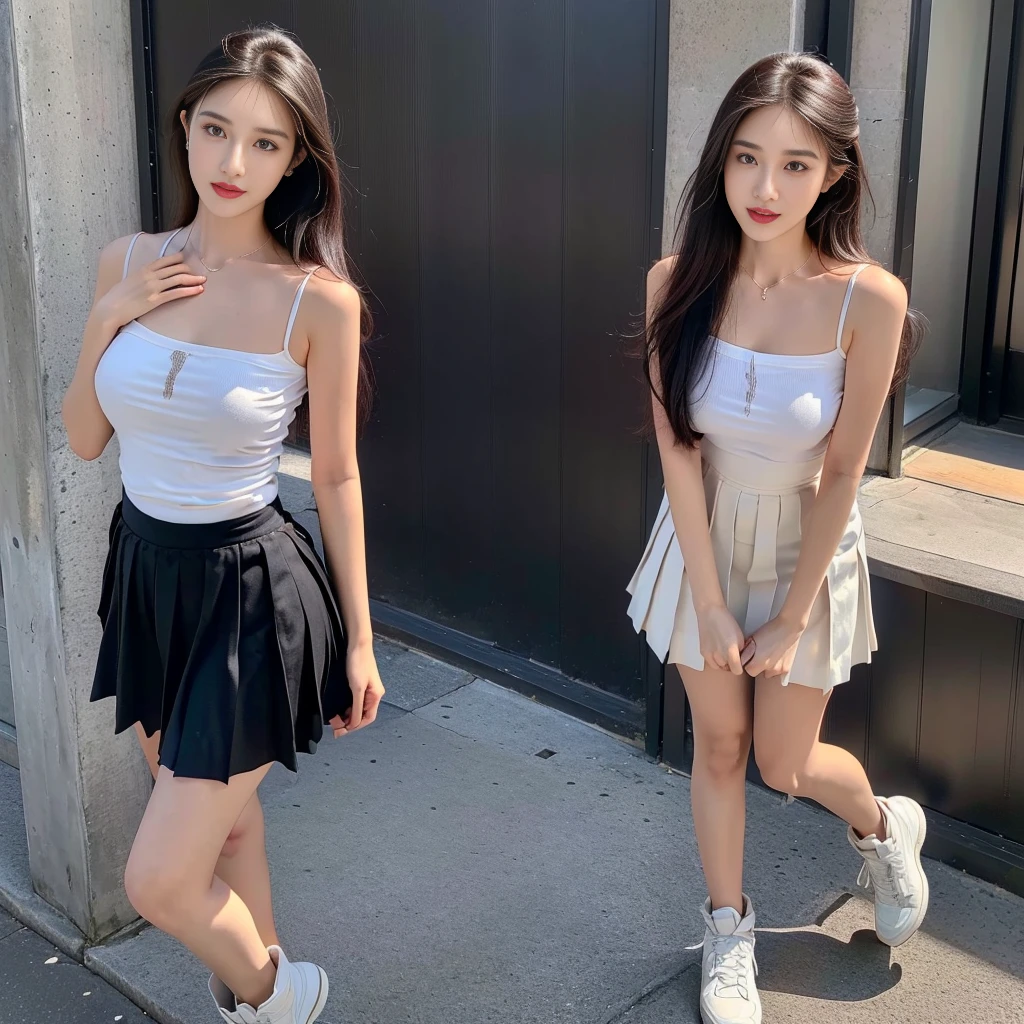 (white strapless DRESS), (LOWER BREASTS SHORT), (LONG WAIST), (Breasts tilting towards the upper chest :1.5), (Oversized T-shirt with excess fabric when tucked into a skirt), (Skirt full thigh), (knee-length outfit), (hair curled on both sides), (center shoes shot), ((full-body standing image)), (cover knee), (white t shirt), (Scottish pleated skirt), (bare shoulders), (bare arms), twinsies、The ultra-detailliert, (white t shirt), (cotton spaghetti-strap top), (cotton spaghetti-strap top :1.1), (cotton spaghetti-strap top), (cotton spaghetti-strap top), (long skirt), (A hem full flared skirt), (Hem full flared dress), (a girl pretty girl with perfect figure), (a photo of the night sky), (32K,1 20-year-old girl, The light from the rear room is backlit, Ray traching), (full body), (two-parted hair), (very thick hair), (Slender chest), (short upper chest), (pectoral muscles are large), (upper breasts are firm and round), (stand upright), (two shoe ends), (two shoe toes) ,(put on blush), (apply powder), (makeup), (standing), (asian girl princess), (Black non-reflective fabric for making skirt), (dark skirt), (thick thighs), (large calves), (large knees), (one-piece skirt), (seamless skirt), (long shins) , (big shins), (A hem full flared skirt), (Hem full flared dress), (A hem full flared skirt), (thighs meets knee), (black skirt), (black skirt), (black skirt), (black skirt), (knee gap), (knee gap), (knee gap), (Expose cleavage :1.3), (Scottish pleated midi skirt) (Super fine face and eyes), (Highly detailed face and skin texture, Detailed eyes, Double eyelid), (stading shot), (stading shot), , (Scottish pleated midi skirt), (Scottish pleated midi skirt), (knee-length outfit), (knee-length outfit), (knee-length outfit), (knee-length outfit), (Skirt full thigh), (Skirt full thigh), , (white sneakers), (a pair of white leather boots, highly detailed boots), (Breasts curving upwards), (Breasts pointing upwards)

