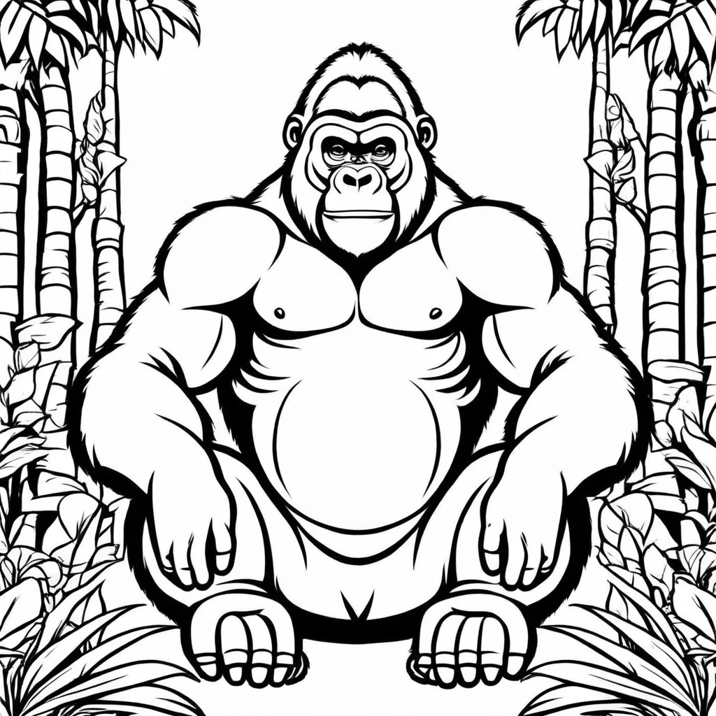 A cute Gorilla, cartoon, Coloring Book, ColoringBookAF,