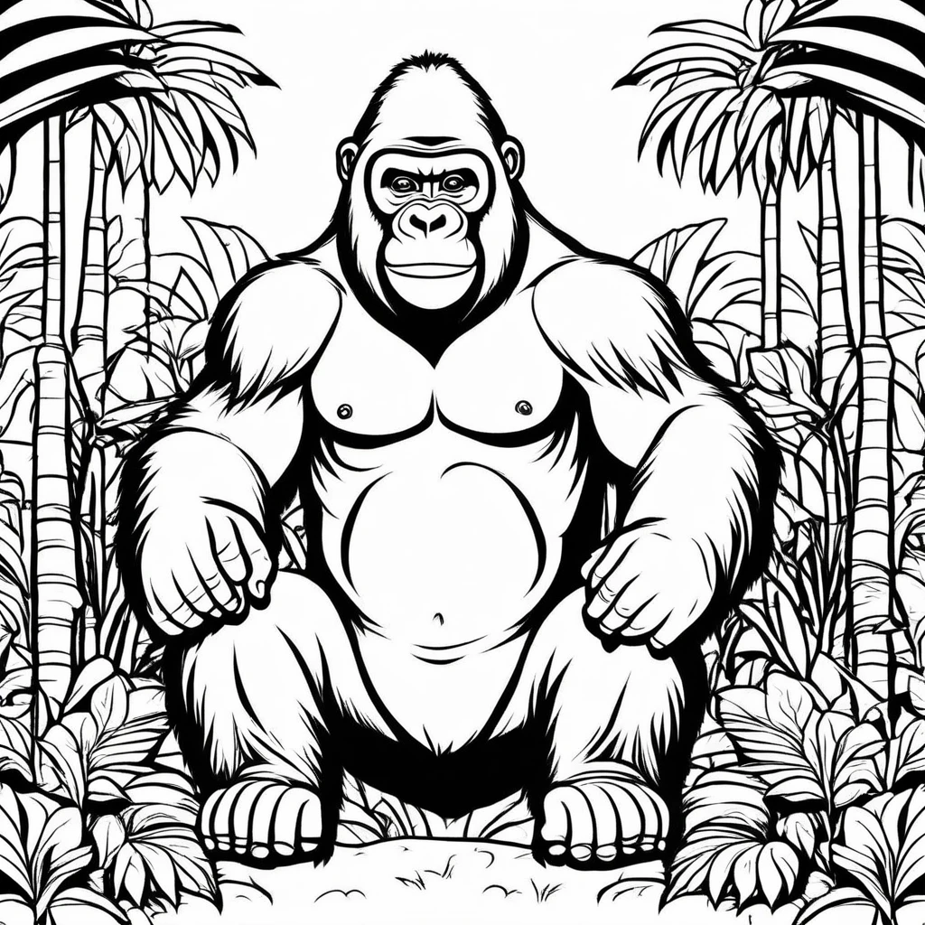 A cute Gorilla, cartoon, Coloring Book, ColoringBookAF,