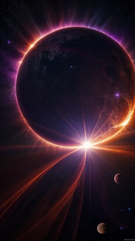 In the quiet silence of the universe, Chic and eerie solar flares dance across the vast sky. This fascinating phenomenon, Captured in a captivating photograph, Displays sun rays with an otherworldly glow, Defying the Nature of the Celestial Bodies. A vibrant mix of shimmering purple and ethereal blue, Creating a stunning sight against the velvet blackness of space. The brilliance of the flare is captured beautifully., Viewers can witness a celestial ballet of light and energy. Attention to detail, Every explosion and wave of the flare is depicted with amazing accuracy., Immerse the viewer in awe-inspiring beauty.