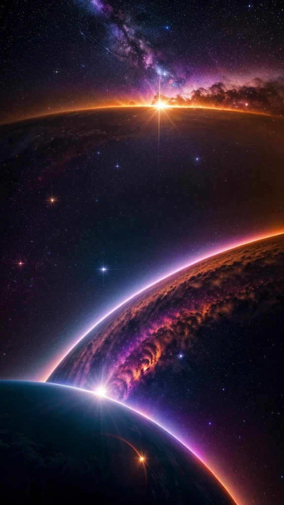 In the quiet silence of the universe, Chic and eerie solar flares dance across the vast sky. This fascinating phenomenon, Captured in a captivating photograph, Displays sun rays with an otherworldly glow, Defying the Nature of the Celestial Bodies. A vibrant mix of shimmering purple and ethereal blue, Creating a stunning sight against the velvet blackness of space. The brilliance of the flare is captured beautifully., Viewers can witness a celestial ballet of light and energy. Attention to detail, Every explosion and wave of the flare is depicted with amazing accuracy., Immerse the viewer in awe-inspiring beauty.