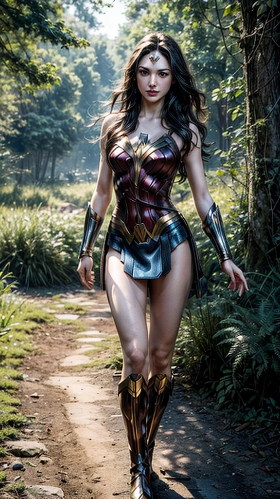 Gal Gadot, She breast size is M cup, full body, she very sexy, she have perfect body, she so beautifully,She have good eyes,She is full of charm, her poses are beautiful, close up,(((Woder Woman outfit))), Wonder Woman 
from DC Comics,8k,correct face,beautiful face,A beautiful sight,sparkling eyes,((Half body photograph)), ((close up)) (portrait)) bust,In the middle of nature,The sun shines,green field,mountain,forest,stream