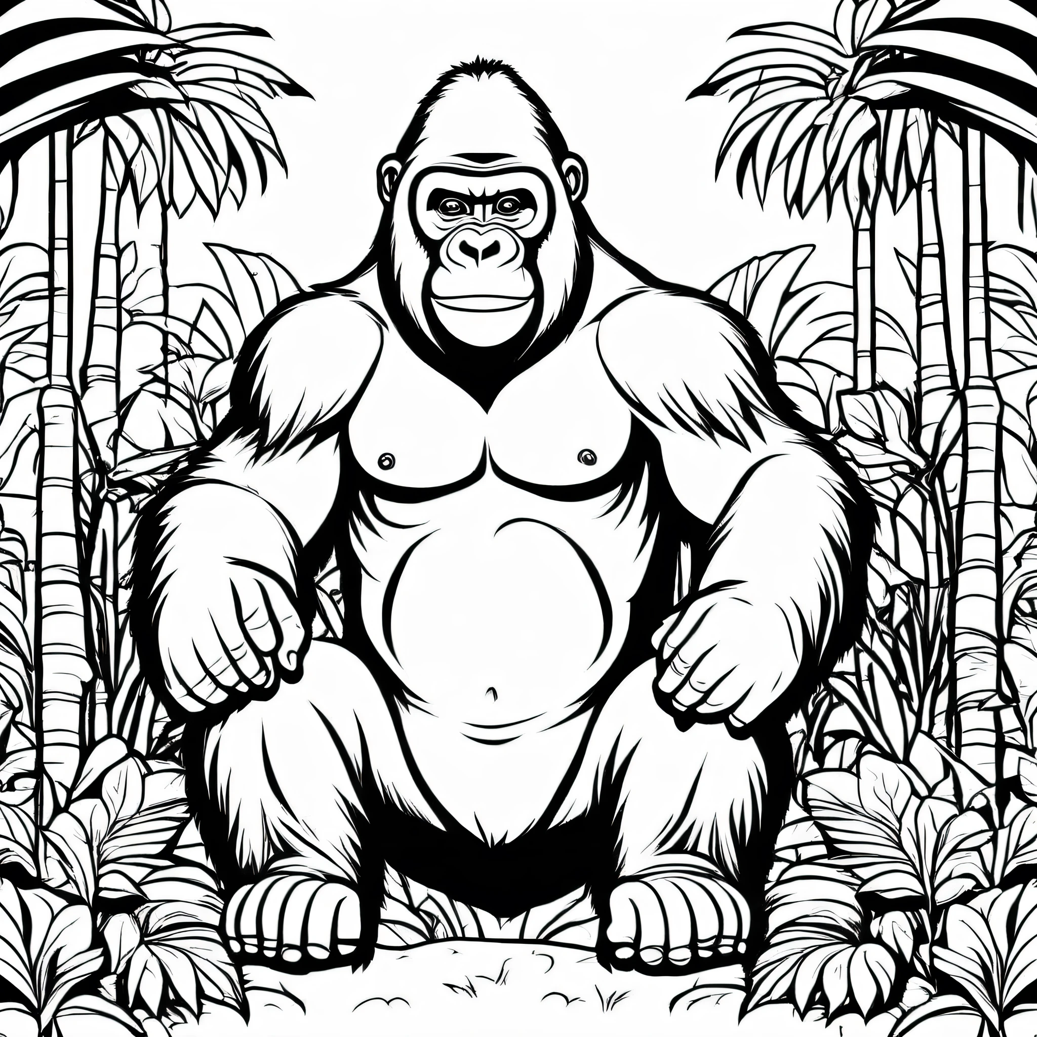 A cute Gorilla, cartoon, Coloring Book, ColoringBookAF,