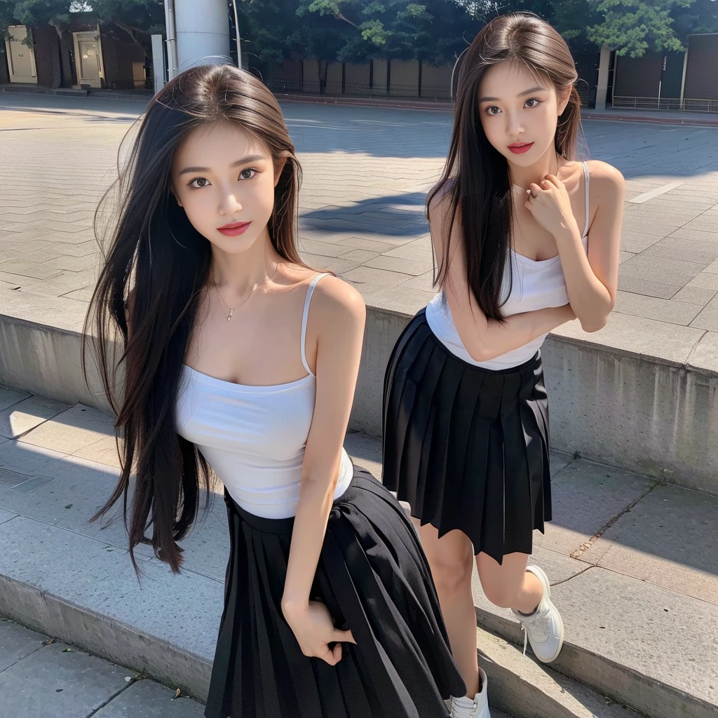 (white strapless DRESS), (Breasts tilting towards the upper chest :1.5), (Oversized T-shirt with excess fabric when tucked into a skirt), (Skirt full thigh), (knee-length outfit), (hair curled on both sides), (center shoes shot), ((full-body standing image)), (cover knee), (white t shirt), (Scottish pleated skirt), (bare shoulders), (bare arms), twinsies、The ultra-detailliert, (white t shirt), (cotton spaghetti-strap top), (cotton spaghetti-strap top), (cotton spaghetti-strap top), (cotton spaghetti-strap top), (long skirt), (A hem full flared skirt), (Hem full flared dress), (a girl pretty girl with perfect figure), (a photo of the night sky), (32K,1 20-year-old girl, The light from the rear room is backlit, Ray traching), (full body), (two-parted hair), (very thick hair), (Slender chest), (short upper chest), (pectoral muscles are large), (upper breasts are firm and round), (stand upright), (two shoe ends), (two shoe toes) ,(put on blush), (apply powder), (makeup), (standing), (asian girl princess), (Black non-reflective fabric for making skirt), (dark skirt), (thick thighs), (large calves), (large knees), (one-piece skirt), (seamless skirt), (long shins) , (big shins), (A hem full flared skirt), (Hem full flared dress), (A hem full flared skirt), (thighs meets knee), (black skirt), (black skirt), (black skirt), (black skirt), (knee gap), (knee gap), (knee gap), (Expose cleavage :1.3), (Scottish pleated midi skirt) (Super fine face and eyes), (Highly detailed face and skin texture, Detailed eyes, Double eyelid), (stading shot), (stading shot), , (Scottish pleated midi skirt), (Scottish pleated midi skirt), (knee-length outfit), (knee-length outfit), (knee-length outfit), (knee-length outfit), (Skirt full thigh), (Skirt full thigh), , (white sneakers), (a pair of white leather boots, highly detailed boots), (Breasts curving upwards), (Breasts pointing upwards)
