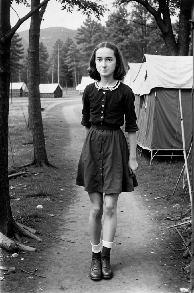 Generate image of anne frank into the camp with worse situations