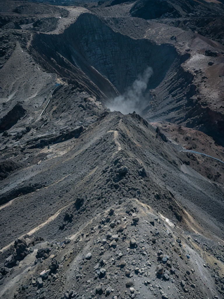 A pile of craggy volcanic ash、Bottom-up view、