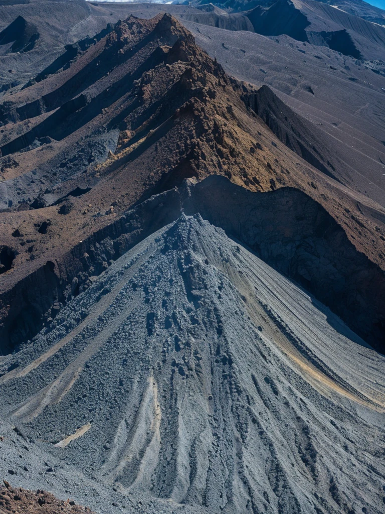 A pile of craggy volcanic ash、Bottom-up view、