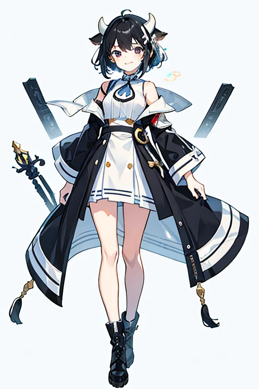 female, {alone} ,{{{Looking at viewer}}},{{{Iris}}},Wearing a costume, Concept Art, White background, Simple ground,Twin-tailed wig, {{{Description of the whole body}}} , {{{Depicted up to the feet}}},Wearing boots, highest quality, masterpiece, Cow boy_shot, Looking_return,I have paper, 中性的なfemaleの子,, young,15 years old, Black Hair,Simple dress, , Beautiful and delicate black eyes, White teeth,Simple dress, Black Hairの目,smile,youngfemale,Have a smartphone,transparent_returnground, returnlighting, White Background, High resolution, Very detailed, information,tall,Active,smile,8k